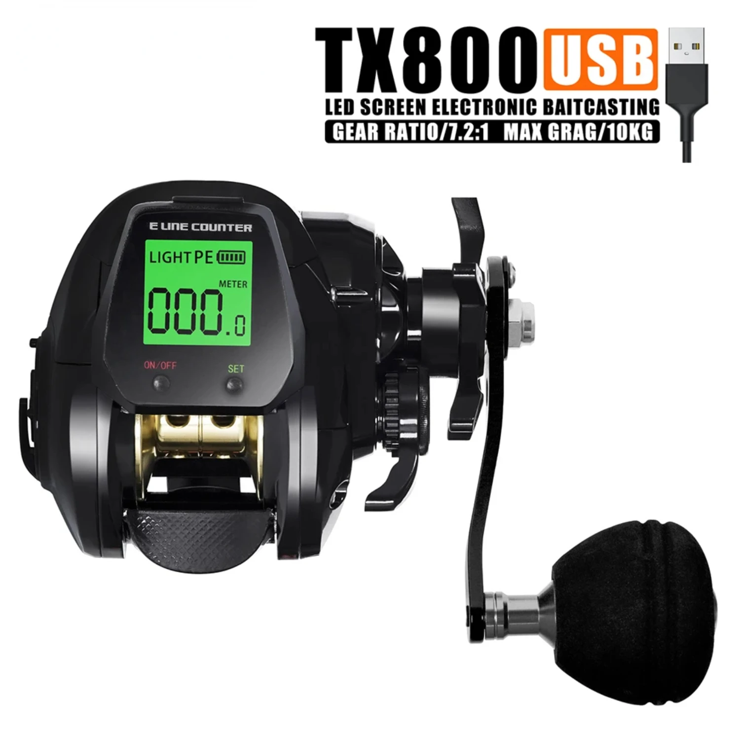 

Baitcasting Fishing Reel Electronic Big Led High Speed 7.2 1 10kg Saltwater Waterproof Cast Drum Wheel Casting