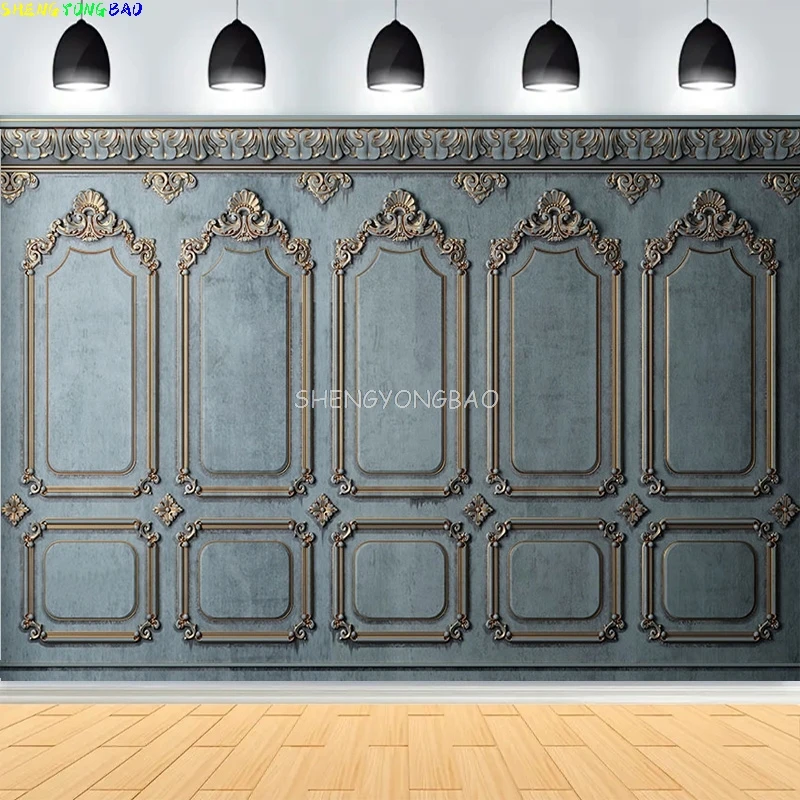

Luxury Classic Interior Wall With Mouldings Photography Backdrops European Vintage Wood Wedding Photo Studio Background SX-01