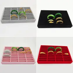 Stylish Velvet Bangle Tray With 40 Slot Inserts Display Stand for WatchBracelet Holder Case Jewelry Display Storage Rack