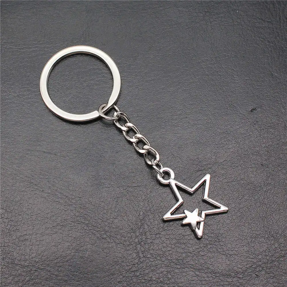 Jewelry For Woman Keyrings Findings Stars Moon Gift Ring Size 28mm