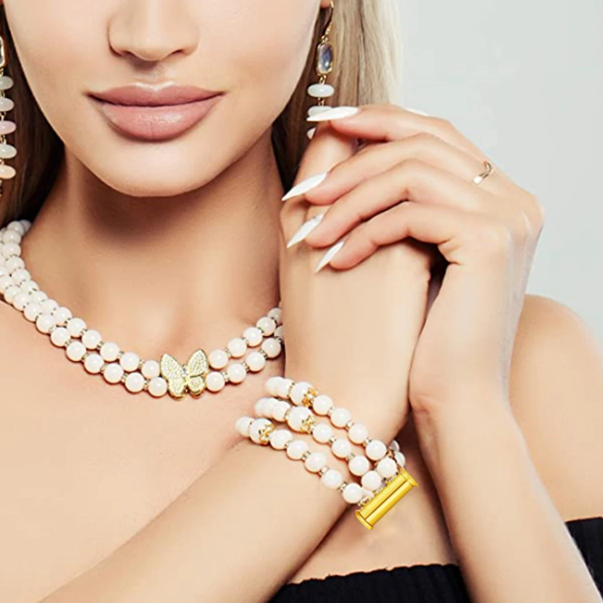 

8 Pcs Pearl Buckle Necklace Connectors Bracelet Slide Clasp Jewelry Layered Multi Durable Long Lasting Storage Box