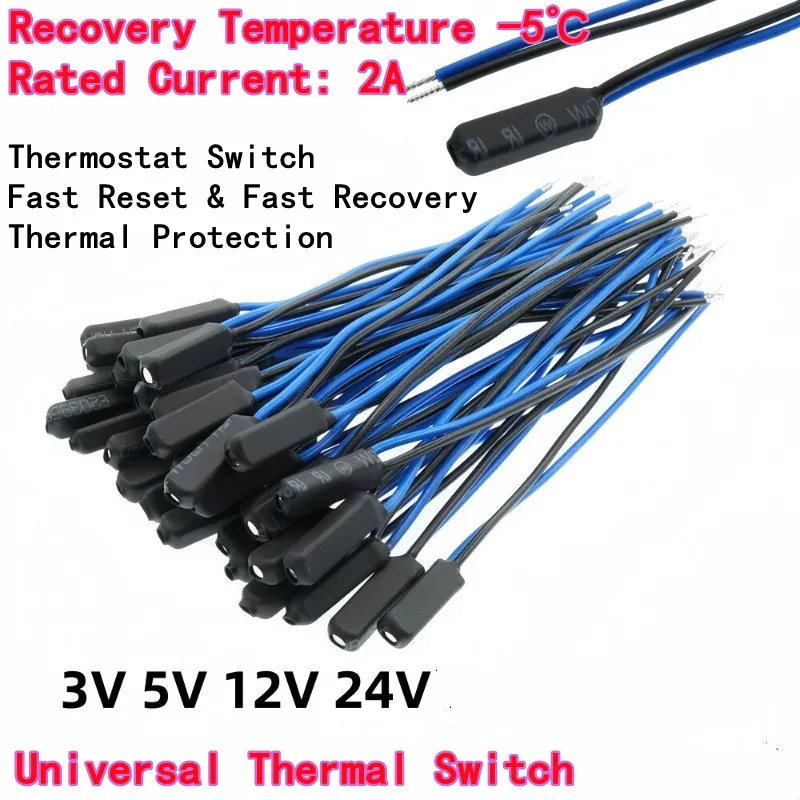 5PCS KSD9700 Thermal Switch 5℃-120℃ NO/NC, Normally Open Normally Closed 3V 5V 9V 12V 24V Fast Thermostat Switch