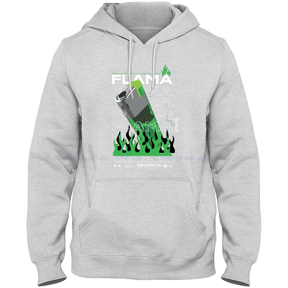 Flame 100% Cotton Hoodie T Shirt Fire Lighter Weed Grass