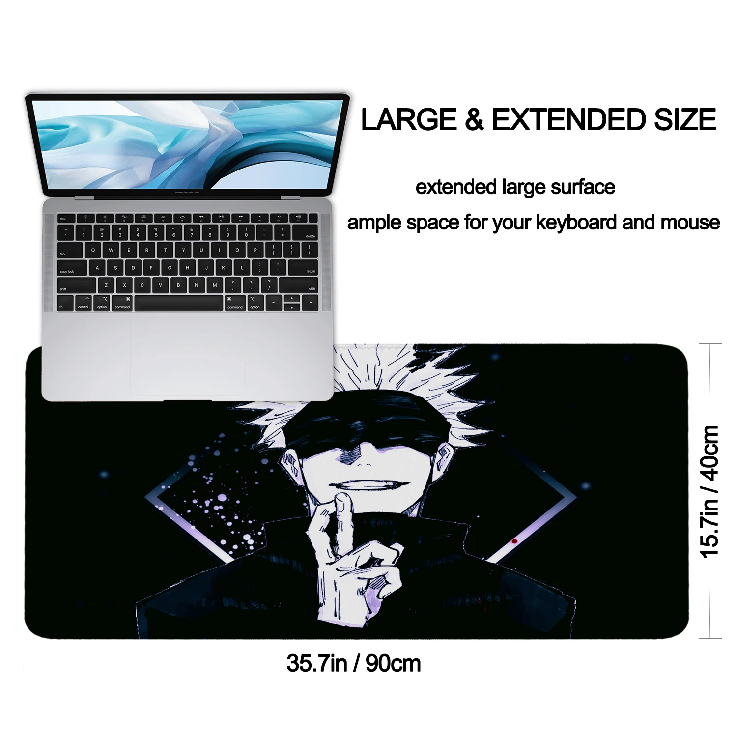 Anime Mouse Pad Jujutsu Kaisen Gojo Satoru Large Gaming Desk Mouse Mat Extended Game Mousepad Non-Slip Big Computer Keyboard Pad
