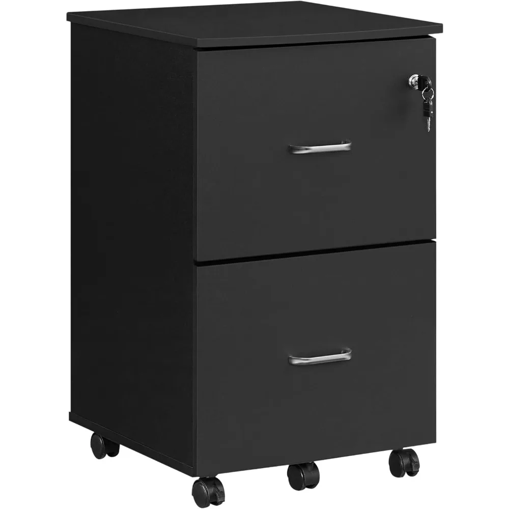 

2-Drawer File Cabinet, Locking Wood Filing Cabinet Small Rolling File Cabinet, Printer Stand, for A4, Letter-Size Files