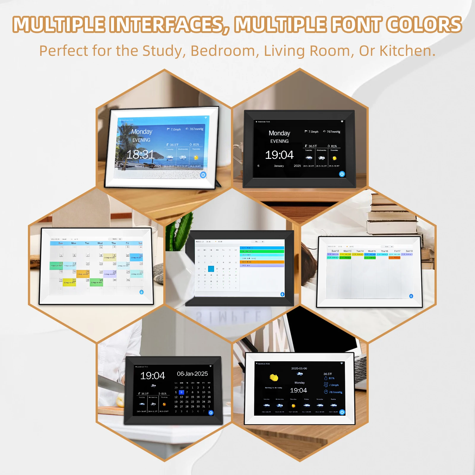 Touch Screen 10.1 Inch WIFI Digital Calendar Clock Display Time Date Weather Forecast Medicine Time Reminder Dementia Alzheimers