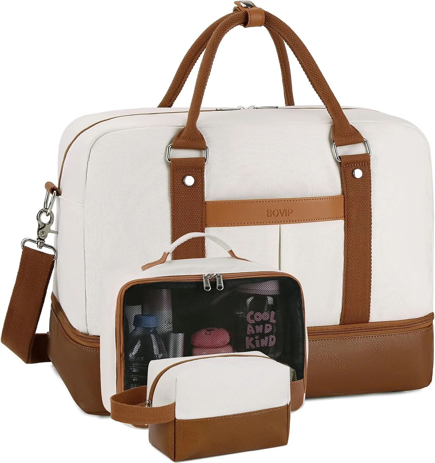 

Женский набор дорожных сумок из холщовой ткани с отделением для обуви, большая дорожная сумка-дафл и сумка-тоут для поездок на ночь