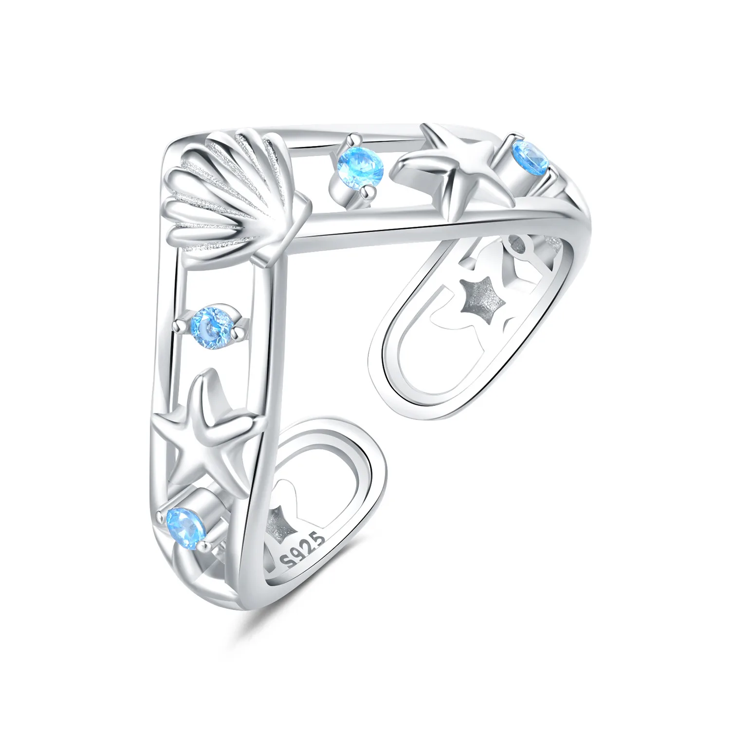 

Orstarry S925 Sterling Silver Shell Starfish Ocean Opening Ring For Women Original Finger Ring Jewelry Party Fine Trendy Gifts