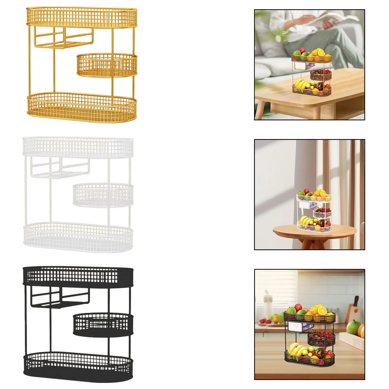 

3 Layer Fruit Basket Kitchen Countertop Rack Snack and Candy Holder Fruit Bowl Holder for Fruit Storage Bread Vegetable Holdiay
