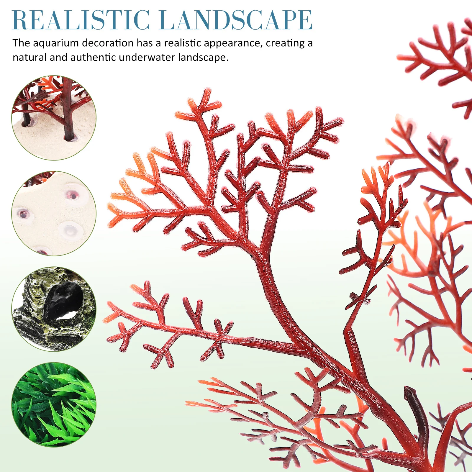 

7Pcs Aquarium Decorations Rich Set Realistic Plants Cave -Resistant Fade-Resistant Fish Tank Decorations