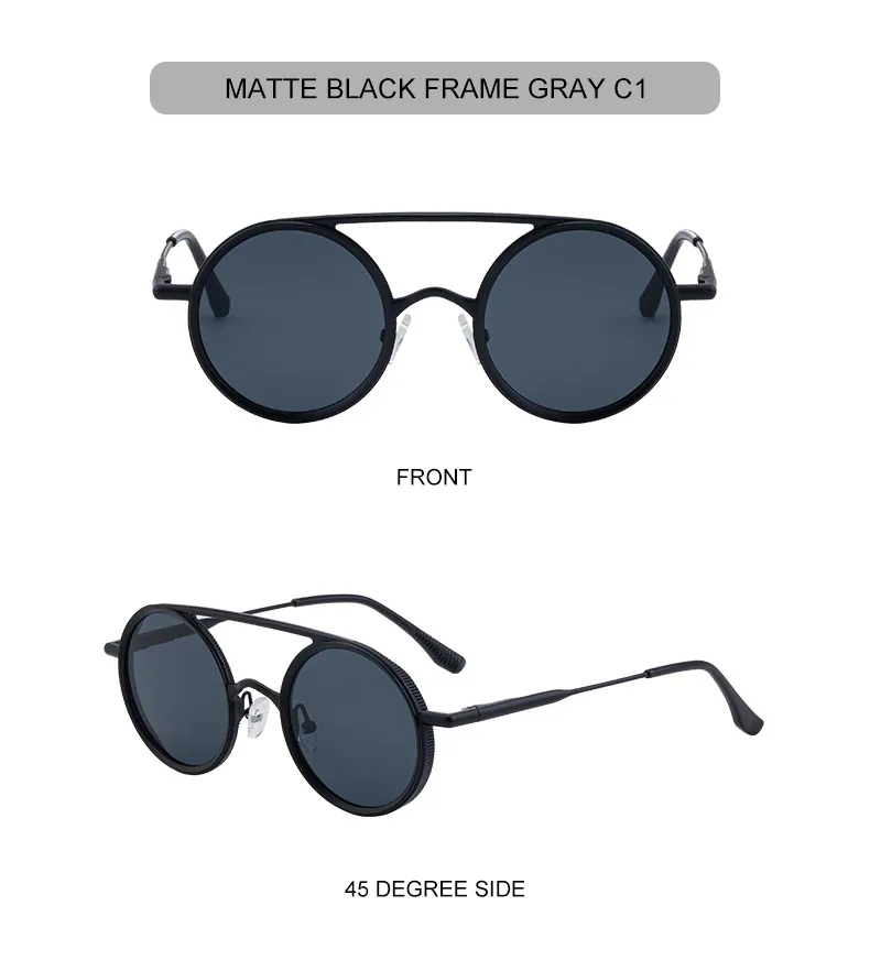 Kleine Runde Steampunk-Sonnenbrille für Herren 2026 Luxusmarke Klassische Doppelbalken-Sonnenbrille für Männer Punk-Fahrbrille Schattierungen – Detail 16