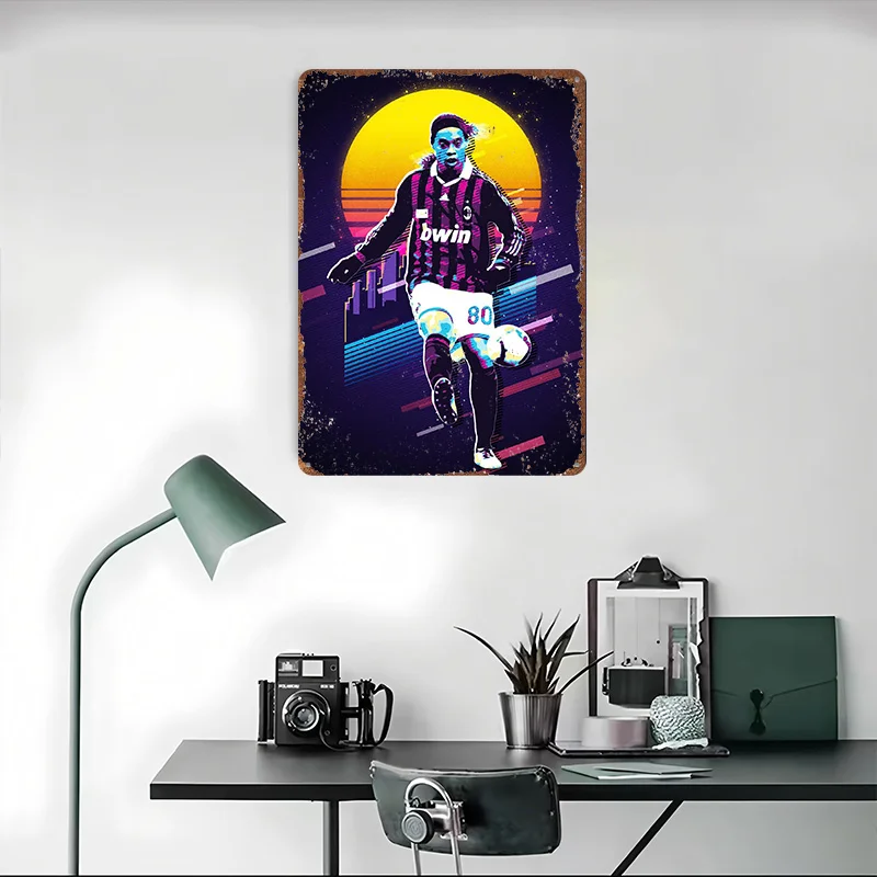 ملصق مطبوع من رونالدينيو قابل للتخصيص على الحائط علامات قصدير معدنية عتيقة لتزيين غرفة المنزل وديكورات غرفة النوم