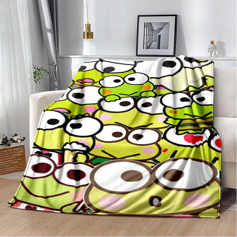 Sanrio Cute KERO KERO KEROPPI print picnic blanket Warm Flannel blankets Soft and comfortable blanket bed linings Birthday Gift