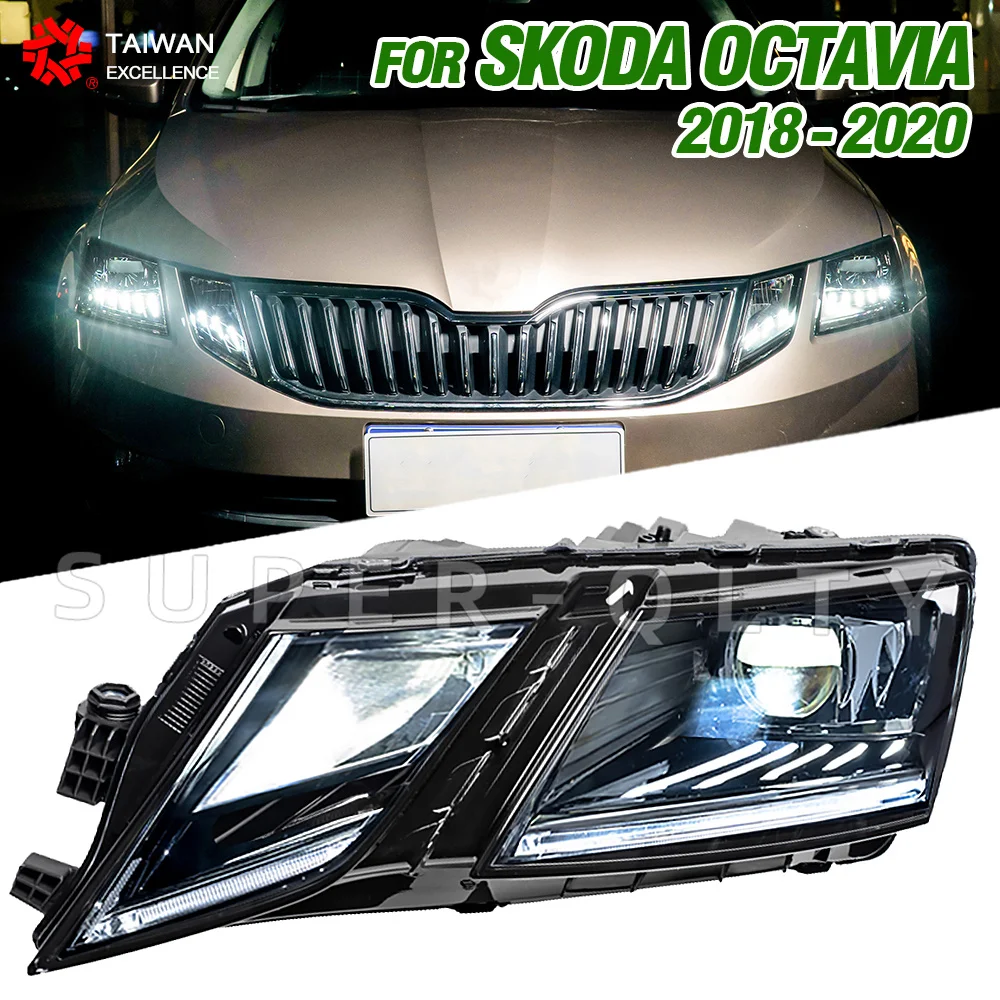 Headlights For Skoda Octavia 2018-2021 LED Head Lamps Assembly Upgrade DRL Turn Signal Car Accessories High Low Beam