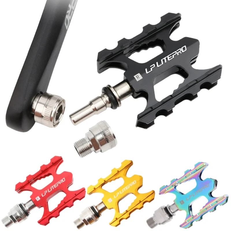 

Quick Release Pedal Aluminum Red Gold Colorful Black Silver Sealed Bearings 14mm CNC Pedals for Folding Bicycle Brompton Pedals