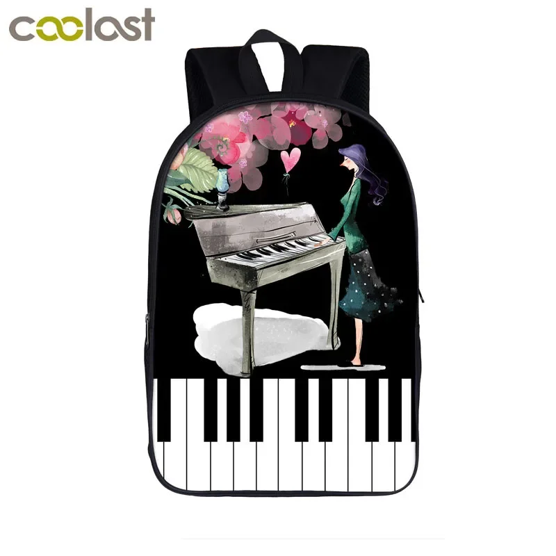 Piano / Guitar / Music Note Backpack Women Men Travel Bag Children School Bags for Teenager Boy Girl School Backpack Kid Bookbag