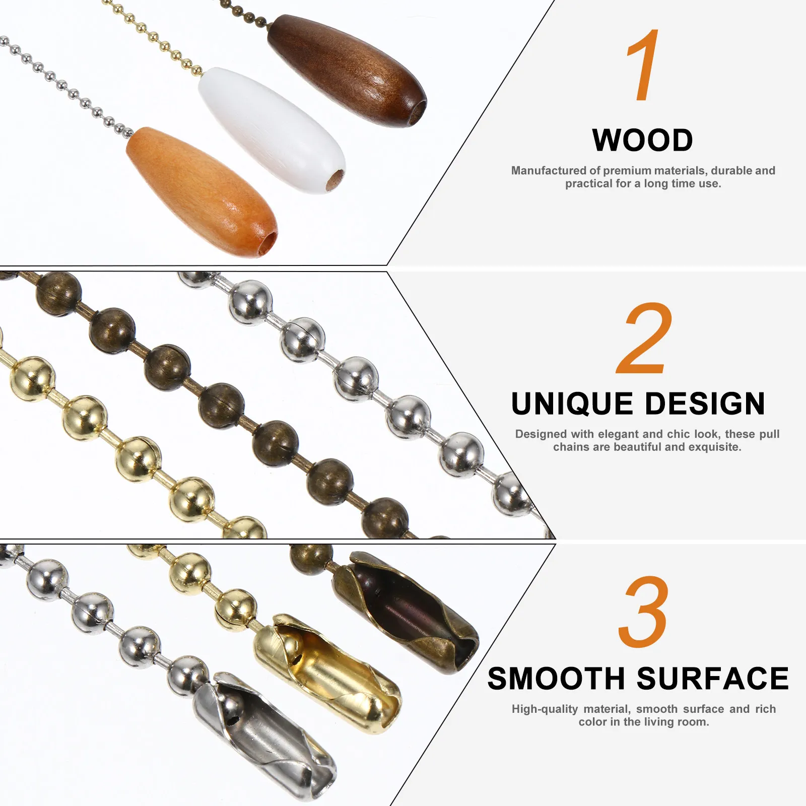 3Pcs Premium Wooden Ceiling Fan Pull Chain Set Elegant Light Pendant Switch Decor for Ceiling Light and Fan Easy Install Gift
