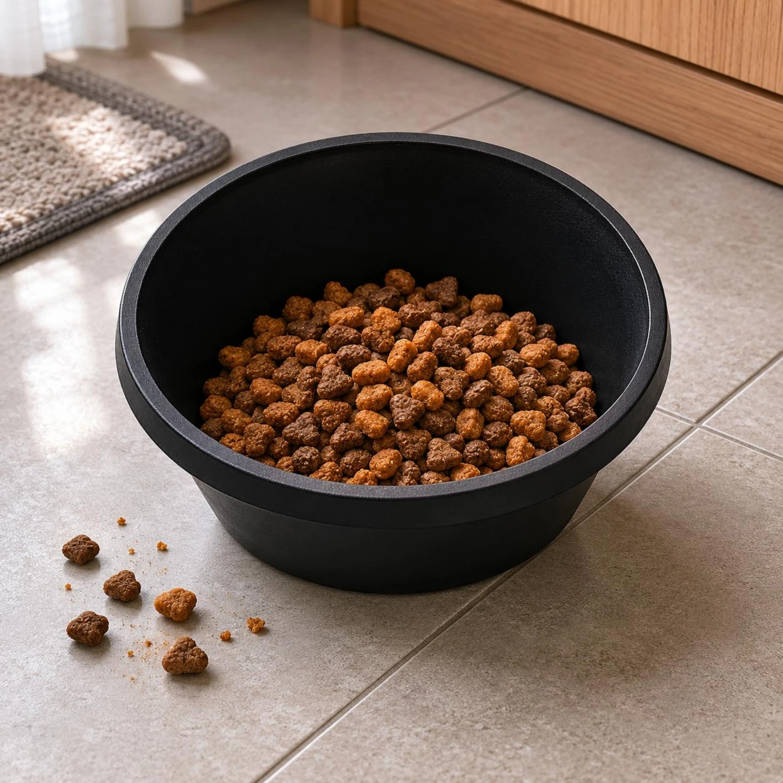 Rubber Pet Feeding Bowl Easy to Clean Matte Round Non Toxic Floor Protection for Everyday Pet Meals
