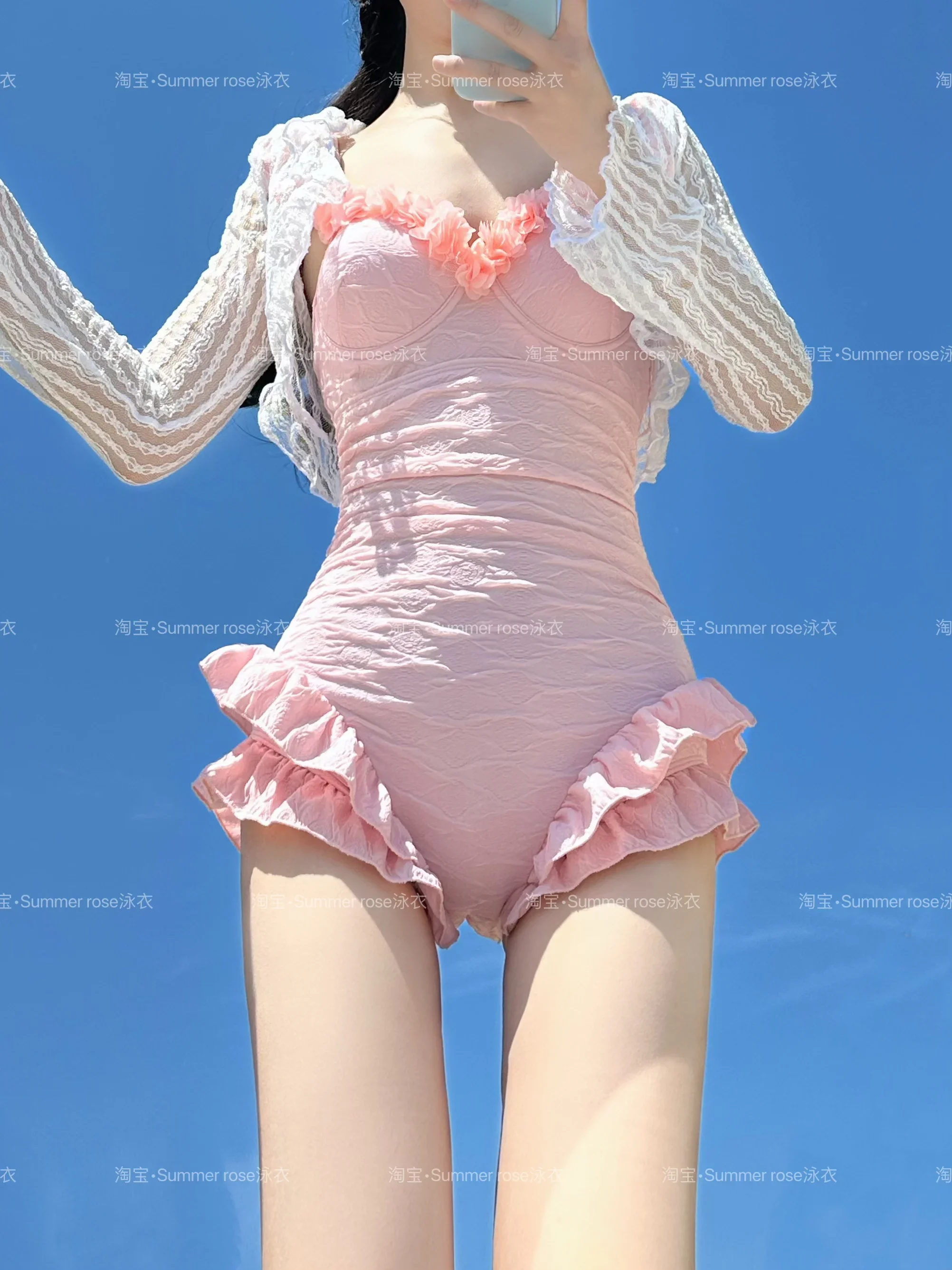 Novedad de verano, traje de baño rosa de una pieza para niña, traje de baño ajustado para vacaciones de primavera para mujer, traje de baño Y2k, trajes de baño para mujer 2025