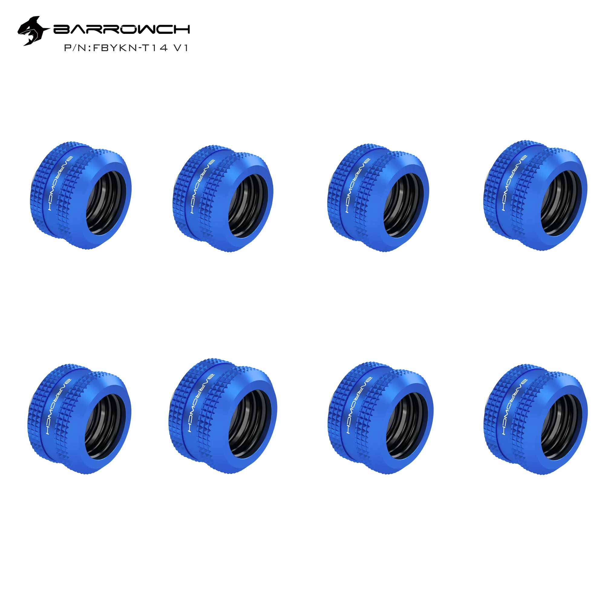 Barrow 8PCS G1/4” Thread OD14mm Hard Tube Fitting Kit Anti-off Adapter Compression Connector for Computer Water Cooling
