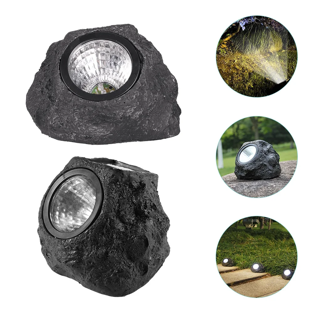 

2pcs Solar Rock Lights Outdoor Garden Decor Resin Stone Lamp Waterproof Night Lighting Fast Charging Rainproof Lawn Courtyard