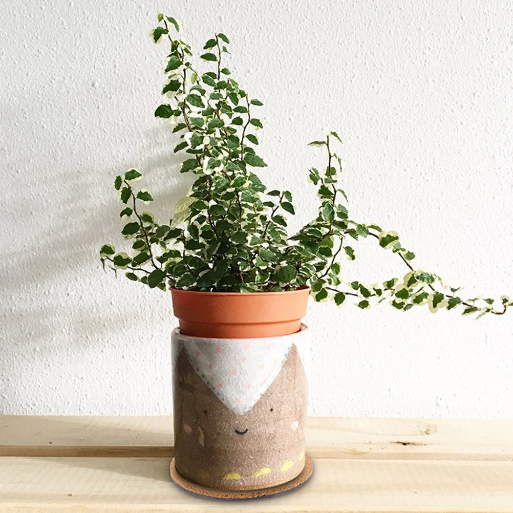 3 قطعة الحصير نبات الفلين جولة ماصة 8 بوصة الزهرية الصواني الوقايات الواقية للداخلية في الهواء الطلق حديقة فناء شرفة #5