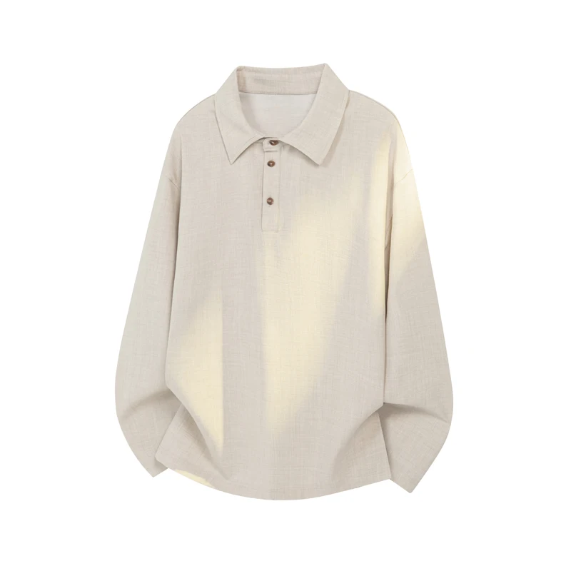 Men's Waffle-Knit Polo Shirt with Collar and Button Placket Casual Solid-Color Streetwear Shirt for Everyday Street Style