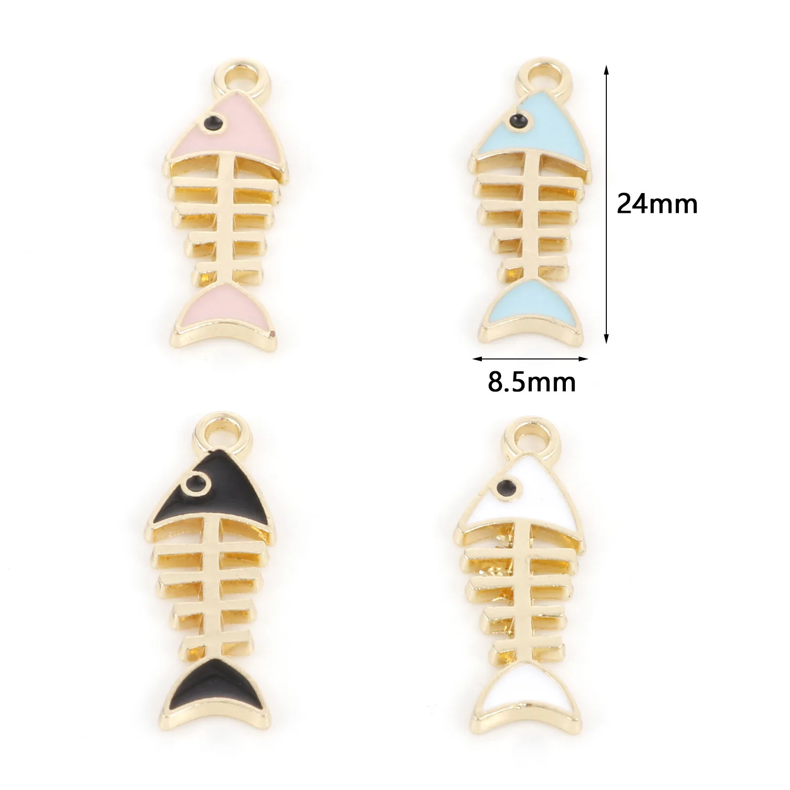 Fashion Marine Biology Series Charms Gold Plated Bottom Fish Bone Shape Zinc Alloy Pendant for DIY Jewelry Making 10PCs