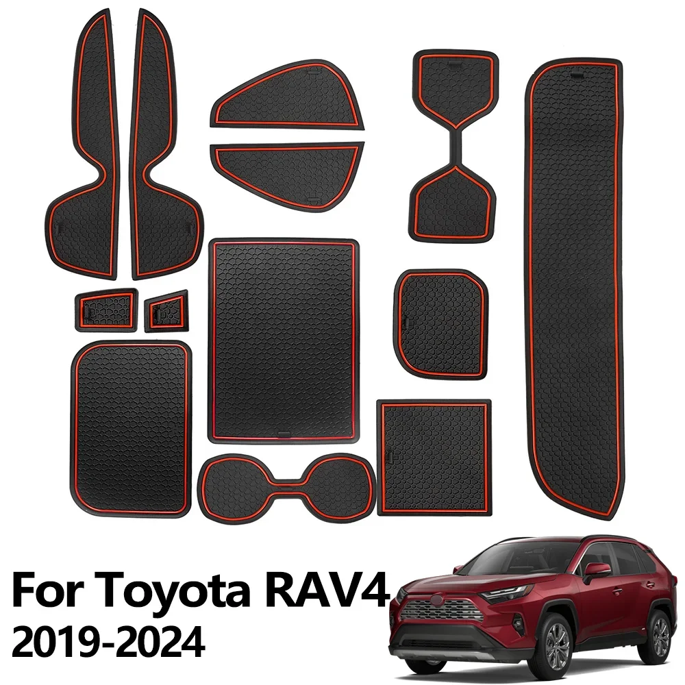 For Toyota RAV4 Car Door Slot Mats Non-Slip Car Gate Groove Pads Cup Holder Coasters 2019 2020 2021 2022 2023 2024 Anti Slip LHD