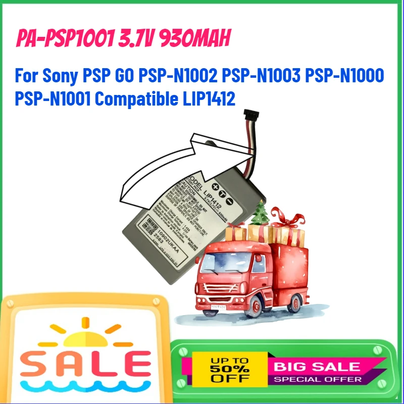 

PA-PSP1001 3.7V 930mAh Li-Polymer Battery For Sony PSP GO PSP-N1002 PSP-N1003 PSP-N1000 PSP-N1001 Compatible LIP1412 Batteries
