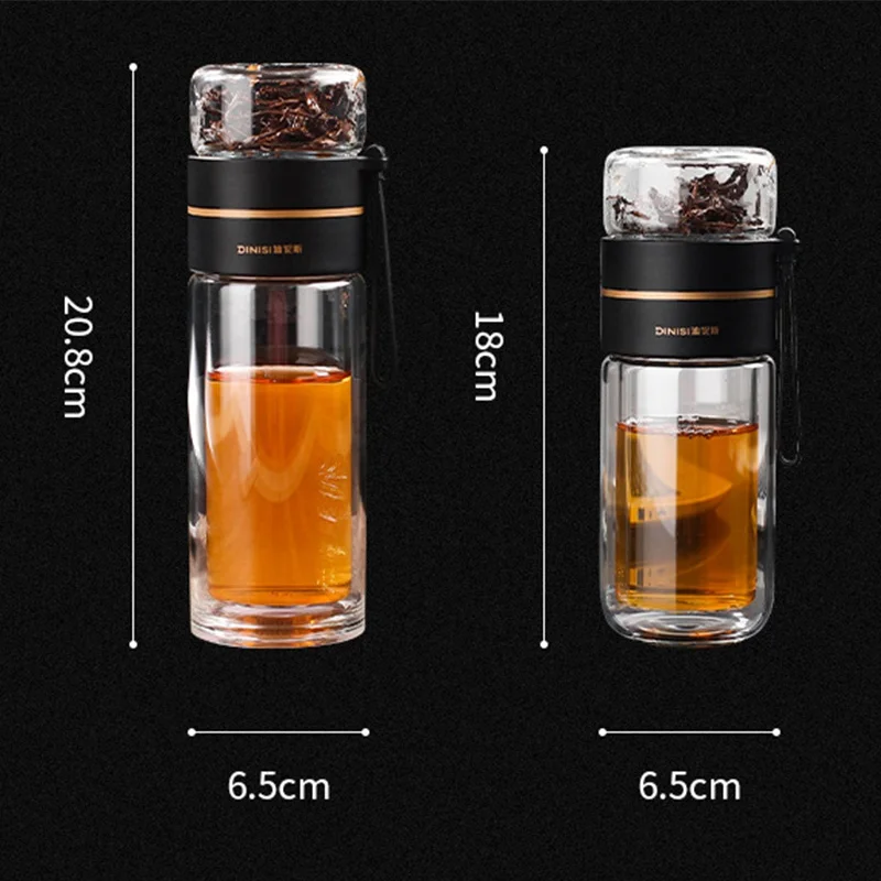 400ml Glass Tea Bottles Infuser Bottle Tea Separation Mug Office Double-Layer Portable Creative Water Cup Home Waterbottle