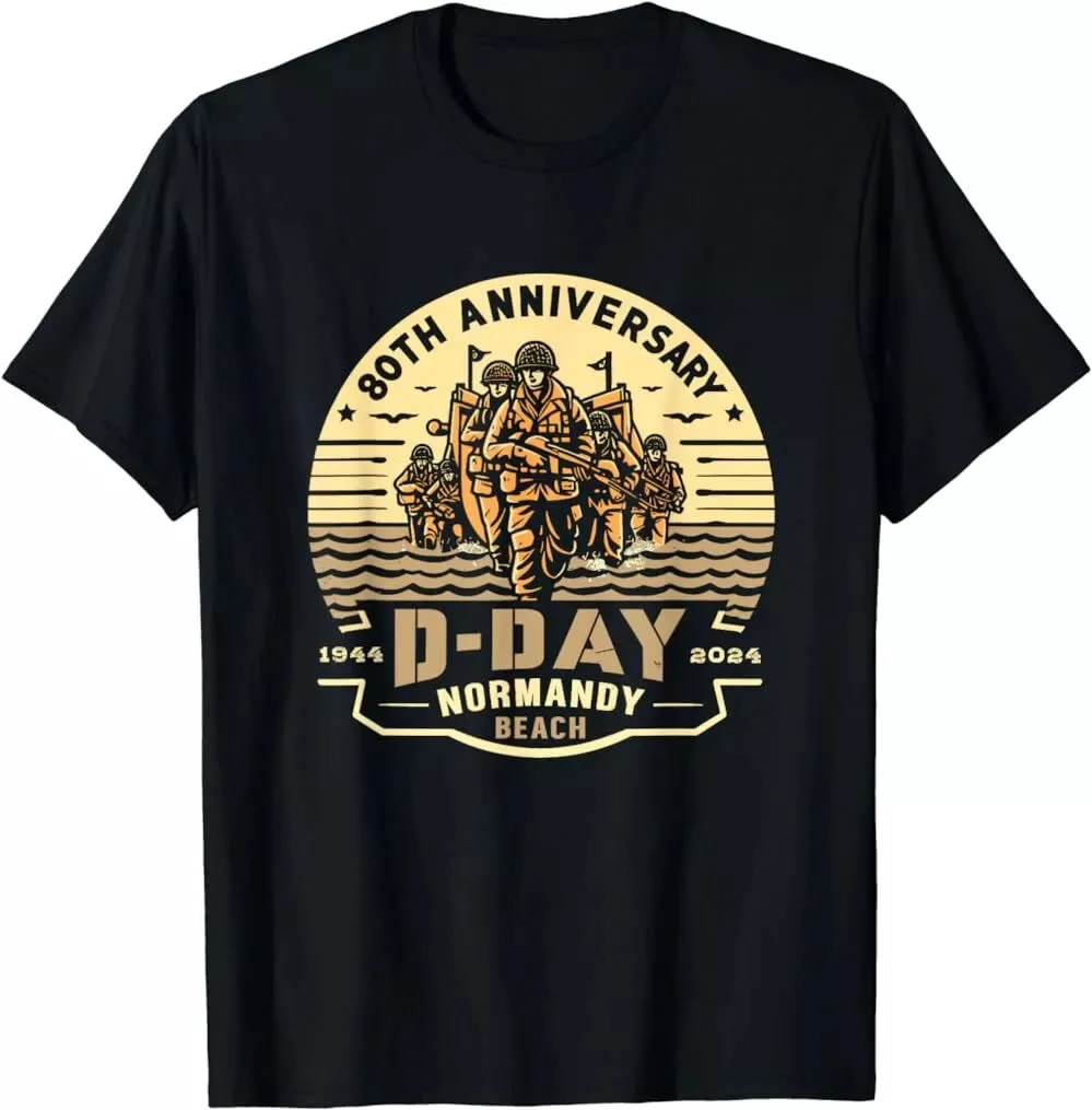 D'Day Normandy Landings 80th Anniversary Normandy Beach Unisex T-Shirt S-5XL