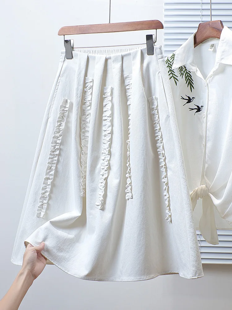 plus Size Women's Loose Lace A-Line  Skirt Casual Style Early Autumn Collection Fashionable plus Size Women's Skirts