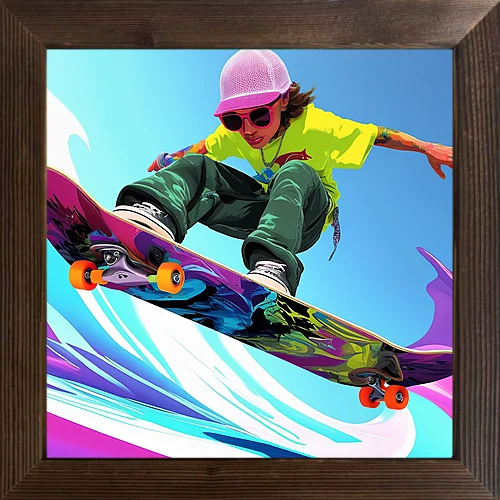 A cool cartoon flower case with a wooden frame and oil painting that can be used for home classroom festival decoration