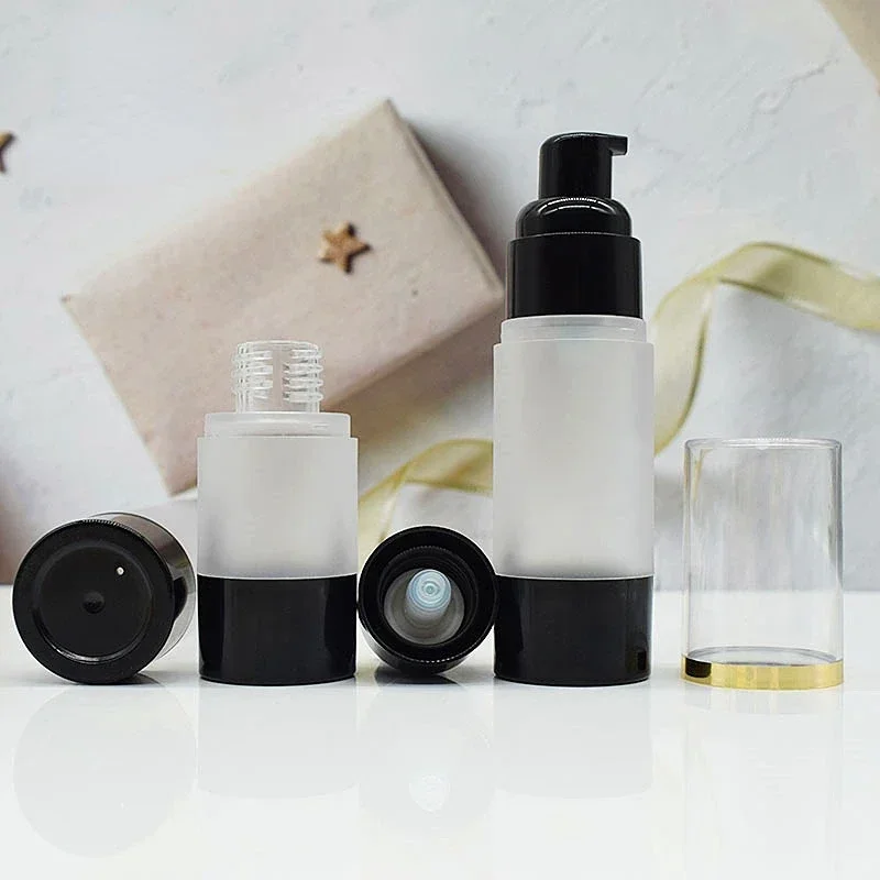 

Plastic Black Empty Cosmetic Airless Bottle 15/30/50ml Treatment Pump Travel Vacuum Bottles Cream Holder Container