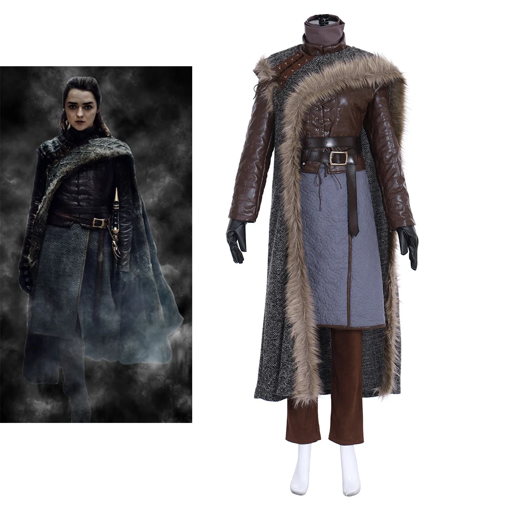 TV Series Cosplay Arya Stark Costume For Women Punk Retro Battle Uniform Suit Halloween Carnival Party Hunter Disguise Outfits