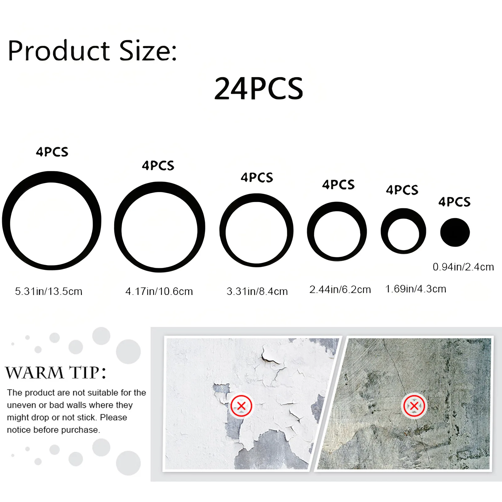 6/24PCS Acrylic Circle Mirror Wall Stickers Removable Round Dots Mirror Wall Decals DIY