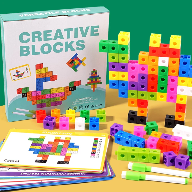 Rompecabezas de cubo mágico, bloques de construcción DIY, juguetes educativos para niños, bloques de construcción, juguetes de cubo, reconocimiento de Color, regalos de cumpleaños