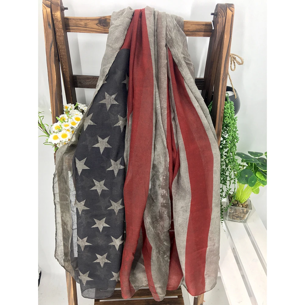 

Популярная шаль для женщин, шарфы с узором американского национального флага, шарф с патриотическим принтом звезд, элегантный палантин, теплая шаль для женщин