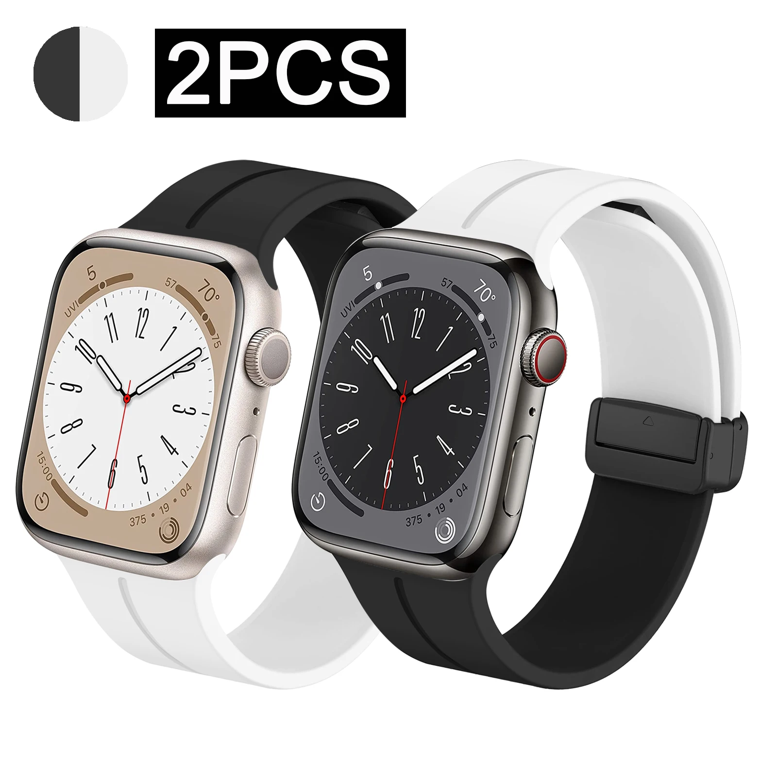 2PCS Magnetic Strap For Apple watch band 44mm 45mm 49mm 41mm 42 38 Sport Silicone Bracelet iWatch Series ultra 2 9 6 7 8 se 40mm