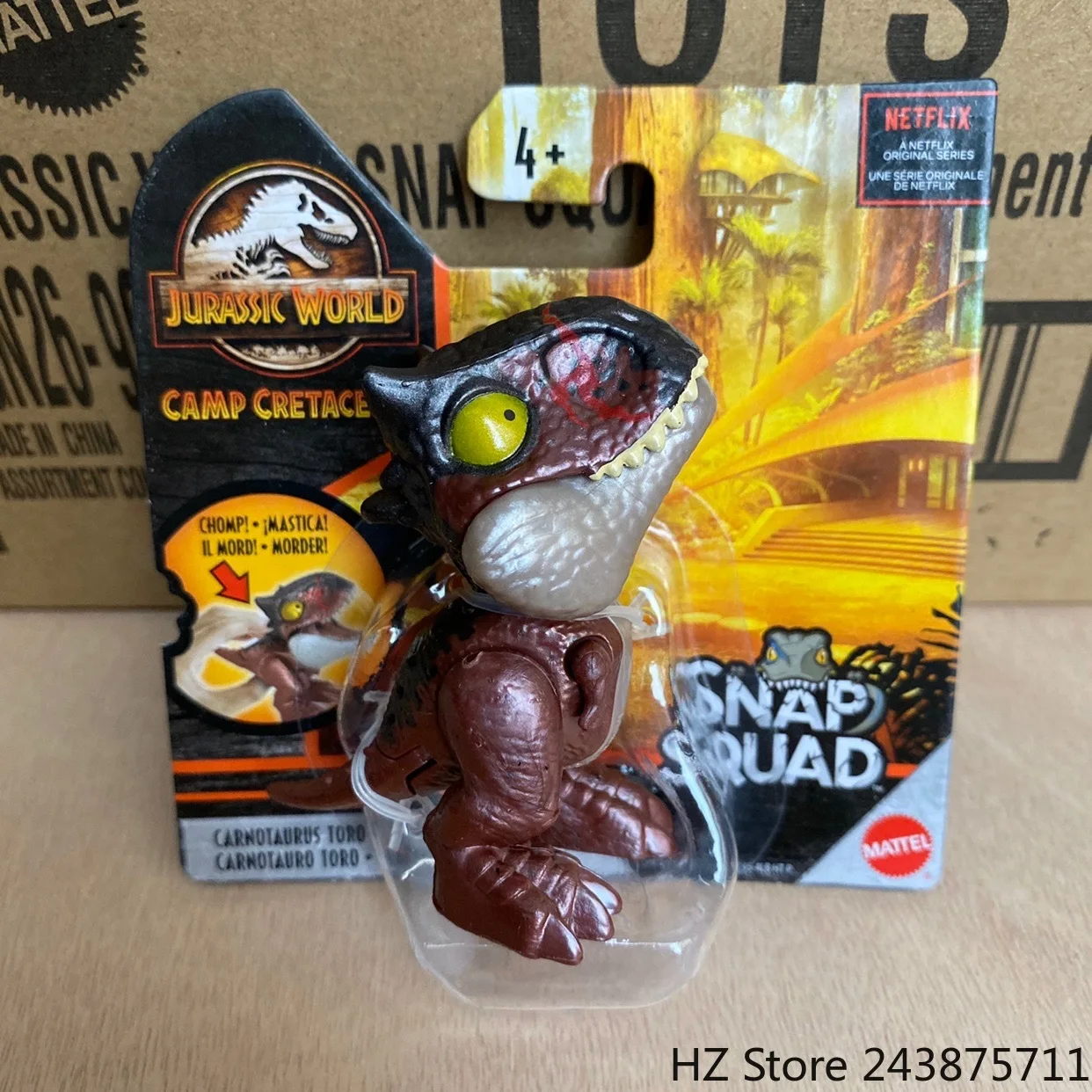 JurassicWorld Snap Squad Carnotaurus Toro Mini dinosaurio juguetes para niños regalo de cumpleaños GGN26(GMT89)
