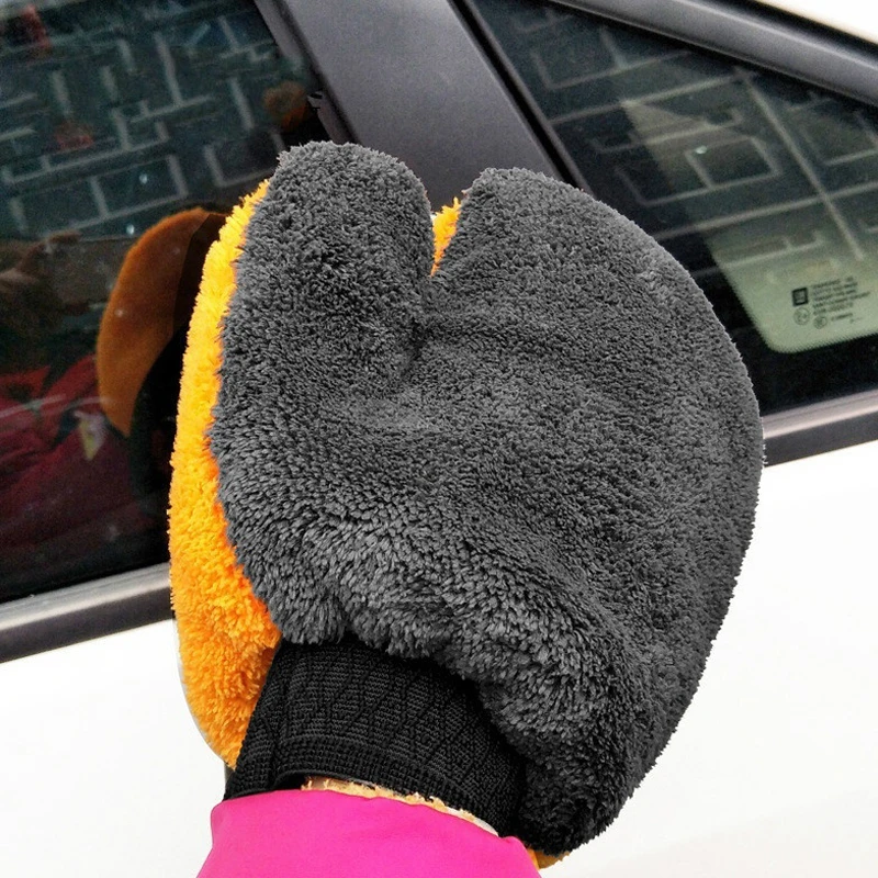 Coral Fleece Wasstraat Handschoen Mitt Cleaning Korte Wol Mitt Auto Wassen Borstel Doek