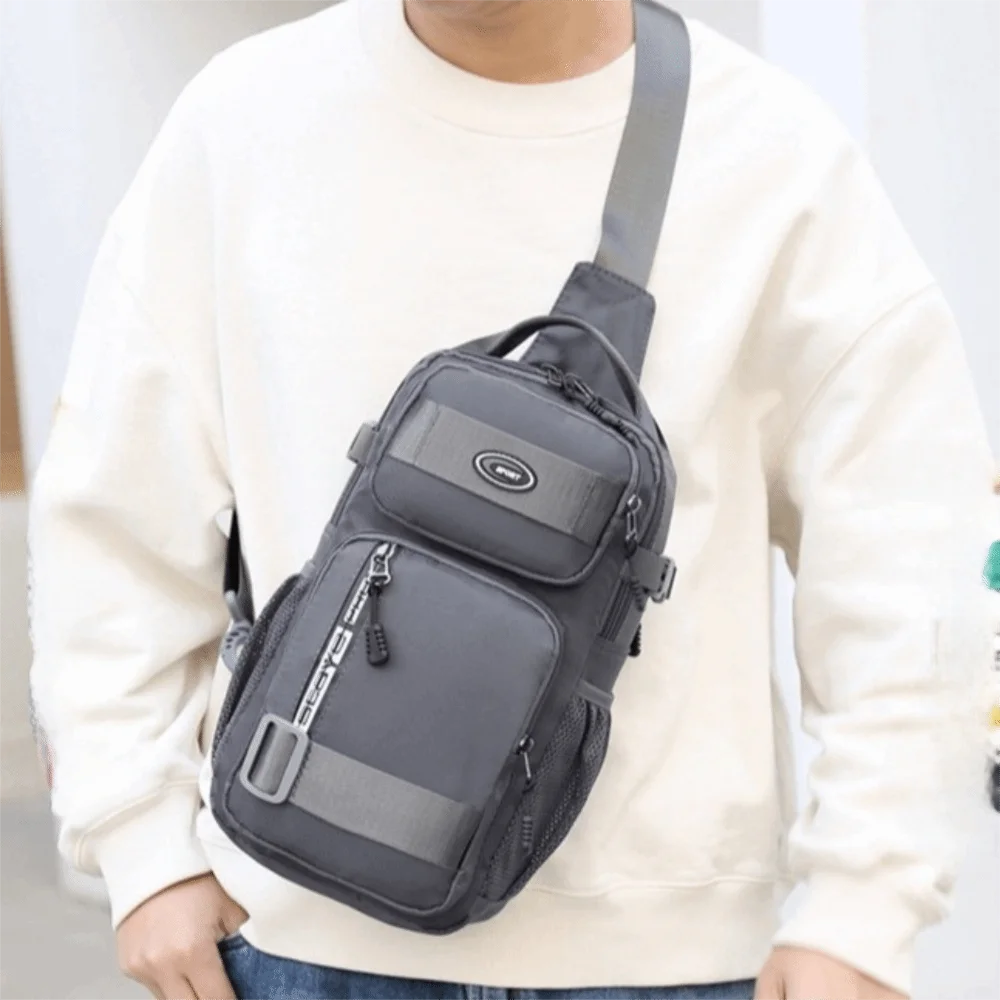 

Мужская нагрудная сумка из ткани Оксфорд, большая вместительная многофункциональная спортивная сумка для сообщений, однотонная сумка через плечо на молнии для мальчиков