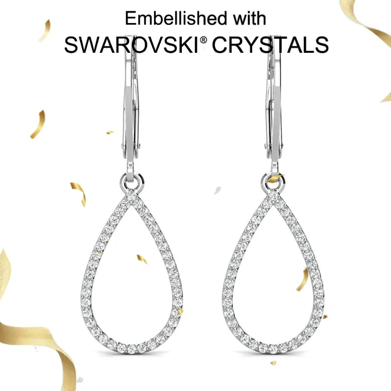 

Daisini 925 Sterling Silver Dangle Hanging Crystals Water Drop Geometric Earrings for Women Fine Jewelry