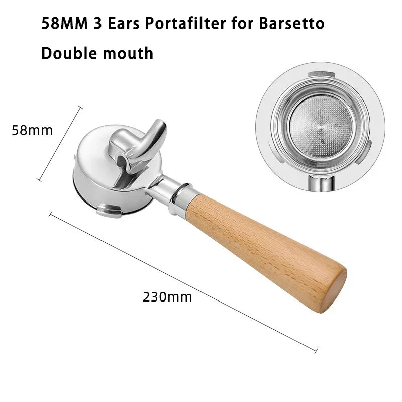 NONE 58 mm 3 Ohren Einzel-/Doppelmaul-Siebträger für Barsetto/Oster/Hibrew H10A Edelstahl-Kaffeefiltergriff-Zubehör 9