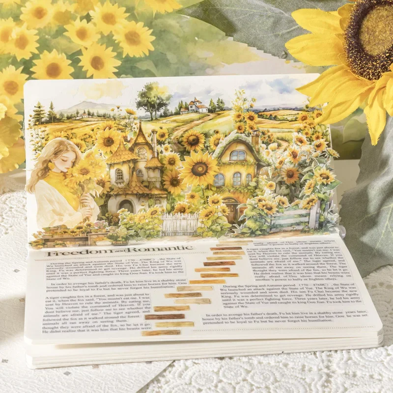 30pcs PET sticker pack Shaped collage Bottle Scene Sunshine Sunflower Scrapbook package Light-by-Light Travel 156*100mm