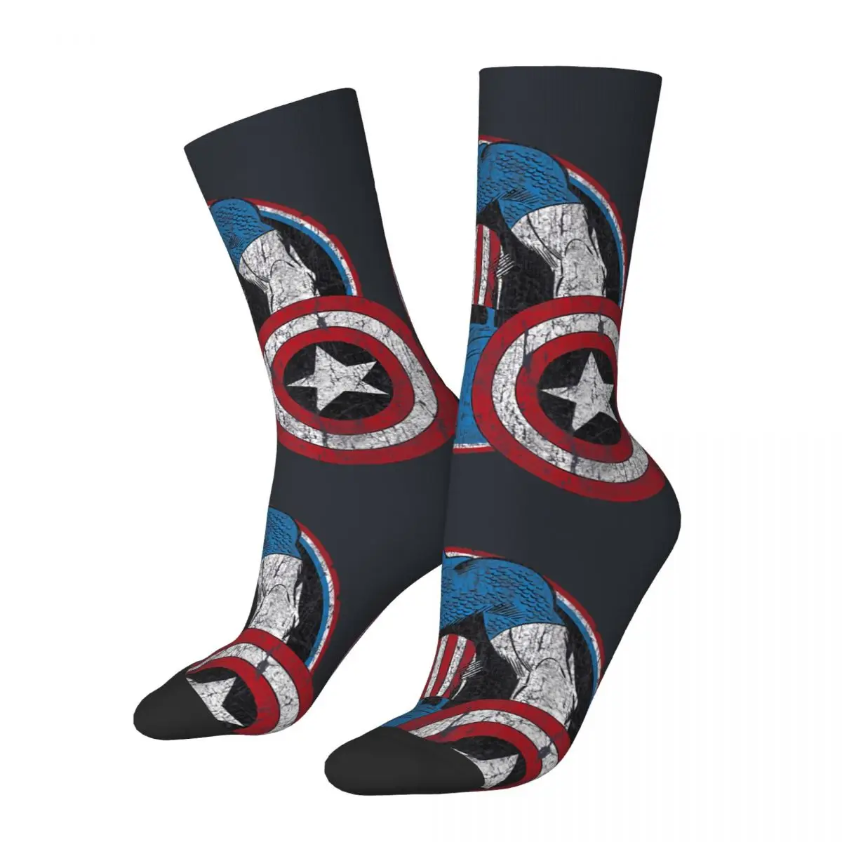 Vintage Cap Hero Men's compression Socks Unisex Disney Captain America Film Harajuku Pattern Printed Novelty Crew Sock