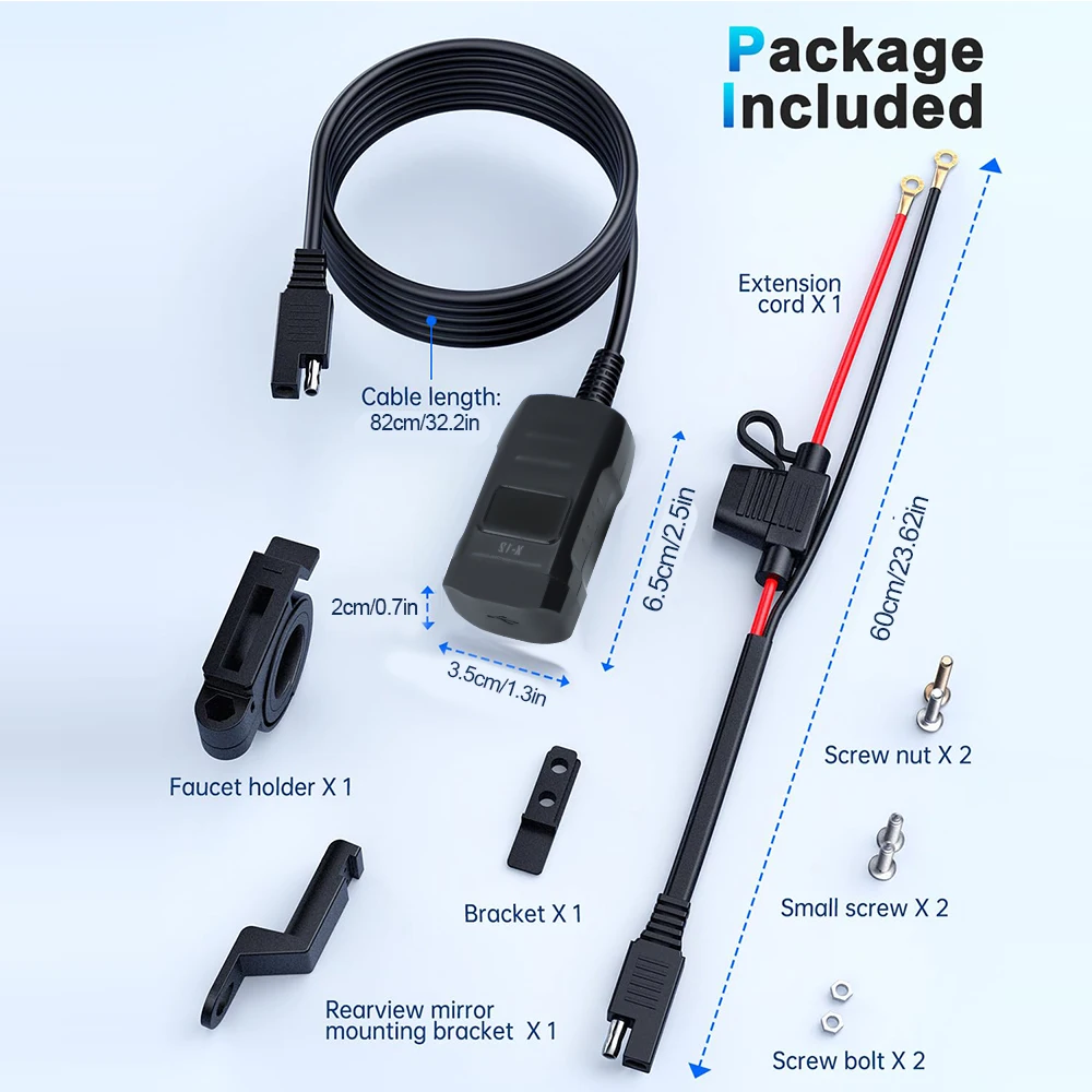 New Motorcycle Dual USB Fast Charger Waterproof Type C Port Socket Connector With Cell Mobile Voltmeter Digital Charge 3.0 image 6