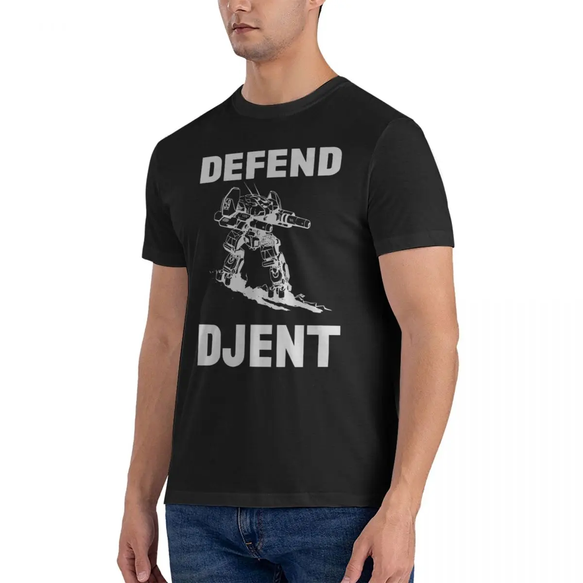 Defend Robo T Shirt for Men 100% Cotton Vintage T-Shirt Round Neck Djent Tee Shirt Short Sleeve Clothing Classic