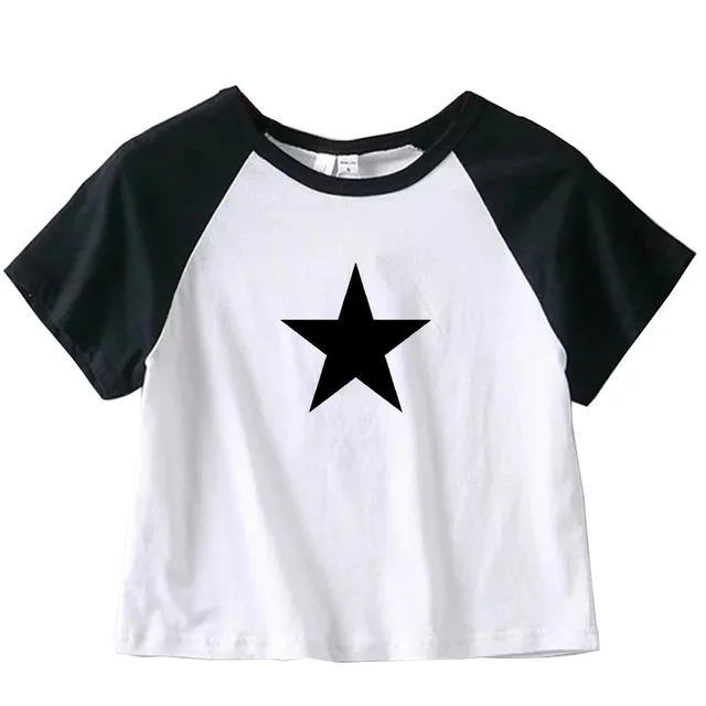 Star graphic  korean fashion yk2 crop top Woman korean fashion 2000s gothic  t-shirts crop top